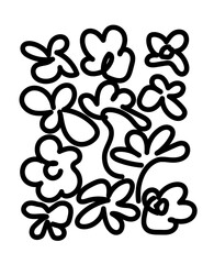 Black and white graphic illustration. Abstract flower pattern