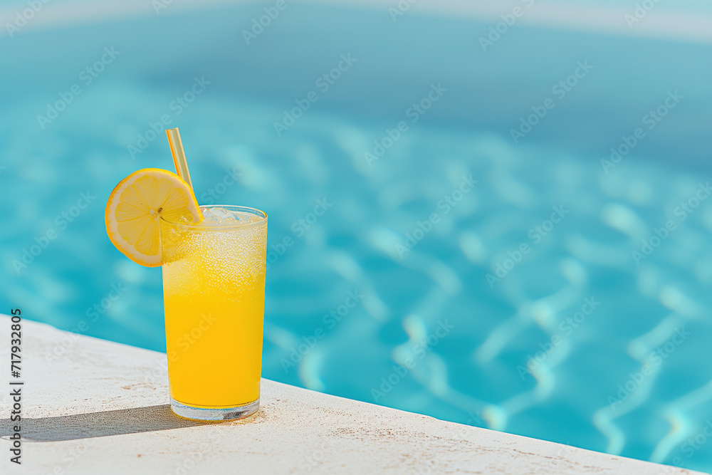 Poster cocktail at the pool. background image. created with generative ai technology
