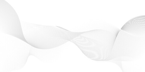 Fototapeta premium Modern abstract white wave digital geometric Technology, data science frequency gradient lines on transparent background. Isolated on white background. gray and white wavy stripes background.