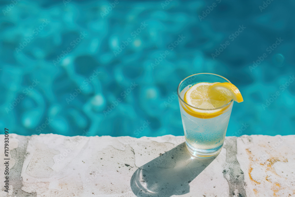 Aufkleber cocktail at the pool. background image. created with generative ai technology