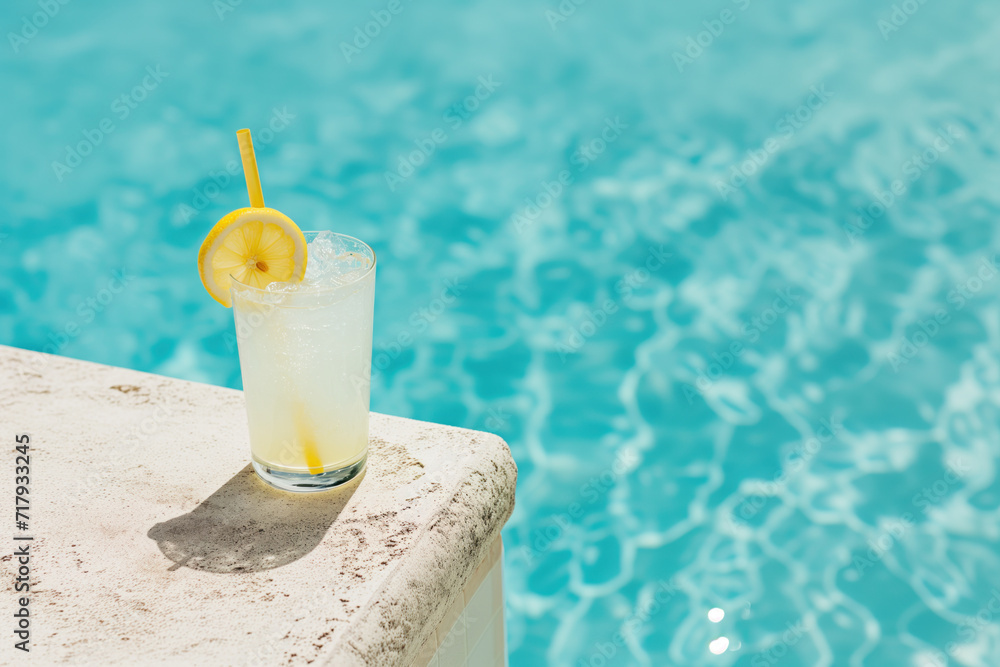 Poster cocktail at the pool. background image. created with generative ai technology