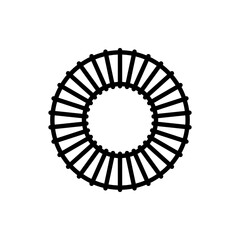 Toroidal Transformer Icon. Simple vector icon of toroidal transformer with winding made in black style on white photo.