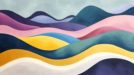 Rhythm in landscape by Bob Staake, darkwhite, violet, yellow, blue