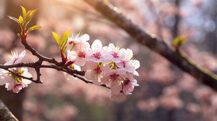 Obraz premium Blossoming branch of sakura