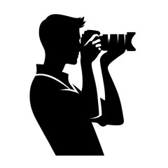 Silhouette icon of a photographer holding a camera