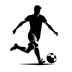 Fototapeta na wymiar Footballer silhouette icon, depicted in an athletic and dynamic style
