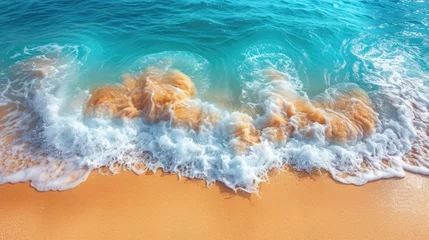 Fototapeten beach and blue sky Beautiful beach background with blue ocean generative AI © OOTIDI