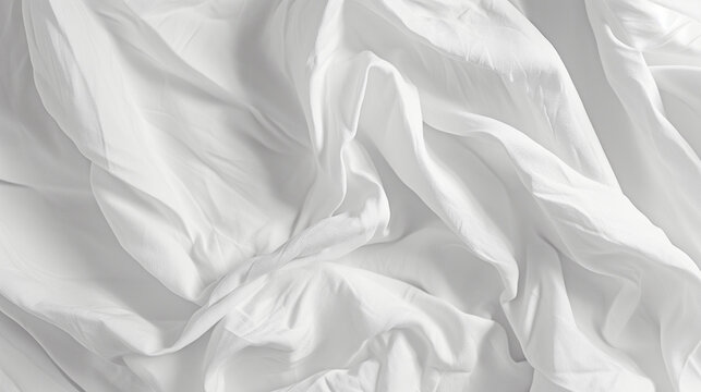 white silk background of a wrinkled white sheet or fabric