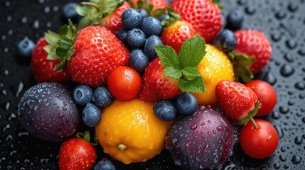 fruit and berries, health and vitality still life with fruits and vegetables Healthy Living generative AI