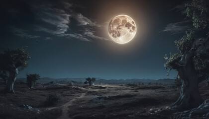 Fototapeta na wymiar Sky night stars and moon, islamic night, sunset wallpaper