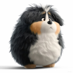 Cachorro gordo e fofo no estilo personagem cartoon isolado no fundo branco