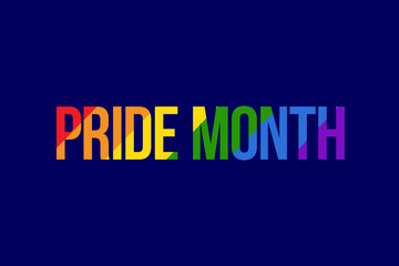 LGBT rainbow pride with happy pride month. Rainbow Pride Flag Colors. Banner Illustration with Text for Pride Month