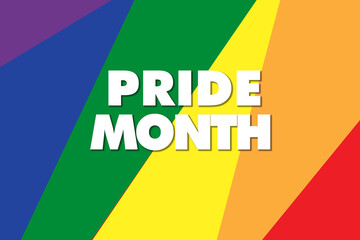 LGBT rainbow pride with happy pride month. Rainbow Pride Flag Colors. Banner Illustration with Text for Pride Month