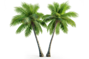 Coconut palm tree  isolated on white transparent background, png, close up
