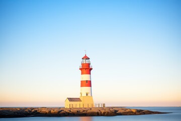 Fototapeta na wymiar lighthouse at dawn with clear blue skies