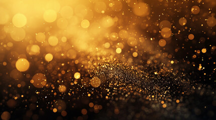 Gold bokeh abstract background. Golden hour. Ethereal atmosphere.