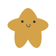 Kawaii star. Baby vector illustration, isolated element for your design.