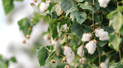 close up ripe cotton on tree. herb in nature , 