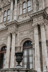 Architecture of Dolmabahce Palace in Istanbul close-up