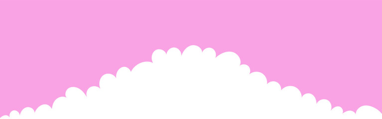 Fototapeta premium Clouds wide border. Painted white clouds on pink background. Simple vector illustration