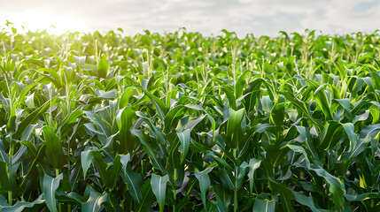 Obraz premium corn field with sunrise at countryside. herb in nature , 