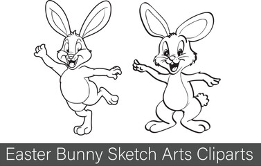 Easter Bunny Sketch Arts Cliparts.