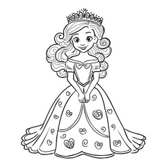 Fototapeta premium Little Princess Coloring page for kids