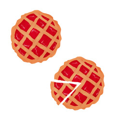 Pies with jam, berries. A piece of pie. Top page website and mobile app design vector element. Vector illustration.