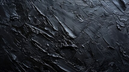 Black texture of oil paint strokes on canvas. Rough, brutal strokes. Artistic background
