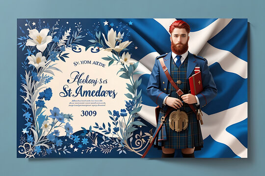 St. Andrew's Day. National holiday in Scotland. 30 November. Background design, poster, card, and banner design.