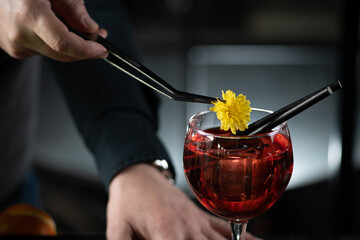 Bartender Enhances Bicicletta Cocktail with Flower