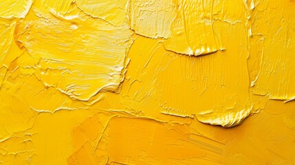Yellow texture of oil paint strokes on canvas. Rough, brutal strokes. Artistic background