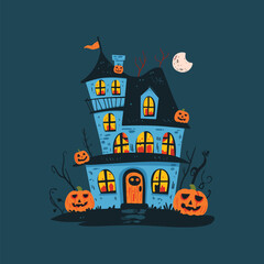 halloween background with house