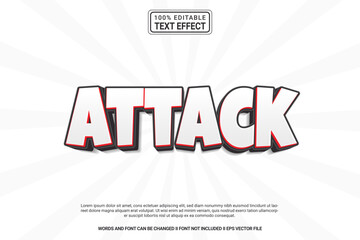 Editable text effect Attack 3d cartoon template style modern premium vector	
