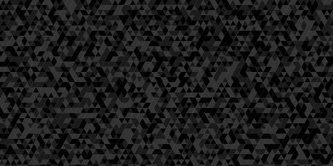 Abstract Black and gray square triangle tiles pattern mosaic background. Modern seamless geometric dark black pattern low polygon and lines Geometric print composed of triangles. - obrazy, fototapety, plakaty