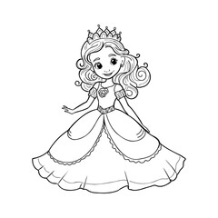 Fototapeta premium Little Princess Coloring page for kids