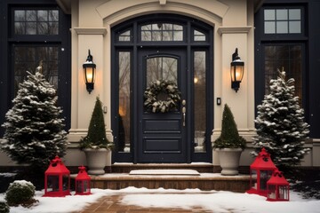 Christmas Adorned Black Front Door