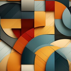 Fototapeta premium Seamless abstract colorful retro concept shapes pattern background