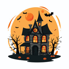 halloween background with house