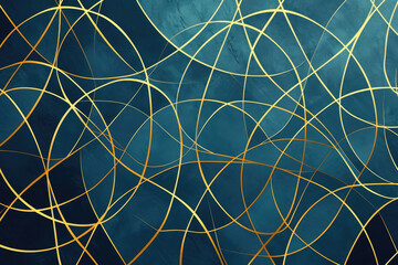 Blue Background with Captivating Strokes of Gold Abstract Lines