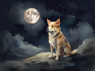 dog at the moon