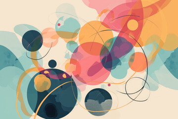 Abstract Background with Circles and Lines in Retro Style. Vector Illustration.