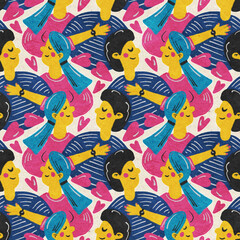 Seamless pattern with people