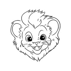 Funny lion cartoon characters vector illustration. For kids coloring book.