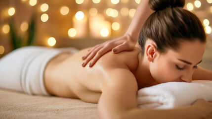 Obraz na płótnie Canvas Spa Serenity Relaxed Woman Enjoying a Back Massage