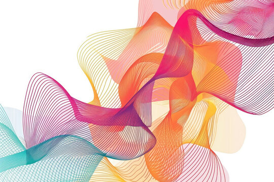 bstract Background with Colorful Wavy Lines on White. Vector Illustration.