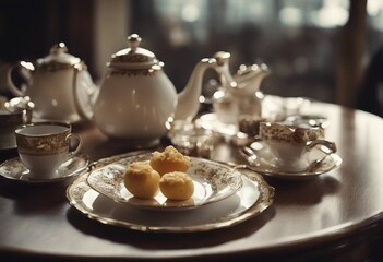 Fototapeta na wymiar Classic table setting for a tea break time
