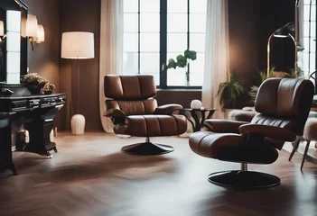 Schapenvacht deken met patroon Schoonheidssalon Cosy contemporary luxury interior design of a relaxing lounge or beauty salon chair as modern home o