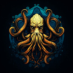 Skull Octopus Logo design inspiration,design element for logo,poster,card,benner,emblem,t shirt,vector illustration