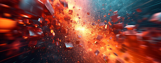  Abstract geometric background. Explosion power design with the crushing surface 